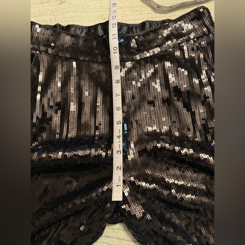 NWT INC black sequins pull on side zipper formal concert party pants. M - Picture 5 of 8
